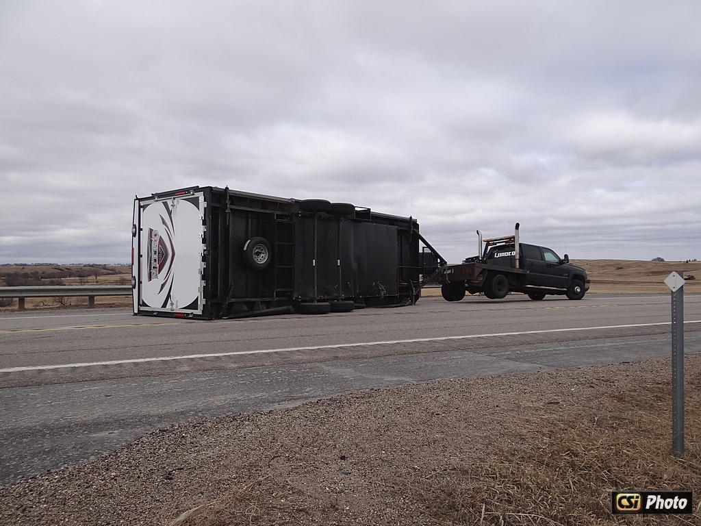 Wind tips trailer April 2, 2015 Hwy 281 Truck Bypass - CSi Photo